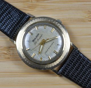 Vintage Bulova 23 Jewel Automatic Gold Plate Mens Watch Leather Band 1967