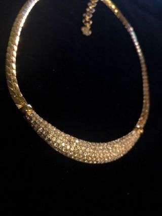 Christian Dior Gold Tone Clear Rhinestones Necklace Choker Christian Dior 4