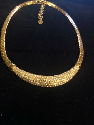 Christian Dior Gold Tone Clear Rhinestones Necklace Choker Christian Dior 5