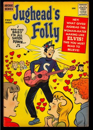 Jughead’s Folly 1 Rare 1st App.  Elvis In Comics Archie 1957 Fn,