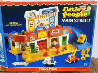 Vtg 1986 Fisher Price Little People Main Street Set 2500 Complete