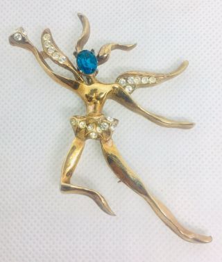 Large Unique Ballerina Dancer Brooch 3 1/4” Trifari? Modernist Vintage Jewelry