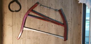 Vtg Antique Primitive One Man Harp Buck Bow Crosscut Saw 32 " X 27 " Rustic Tool