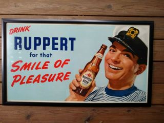 Ruppert Beer Vintage Lithograph Sign,  Large Thick Cardboard