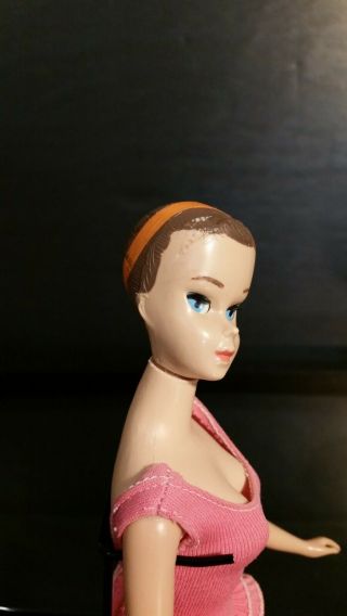 Vintage 1964 1060 Miss Barbie Doll Sleep Eye Bendable Leg With Brunette Wig