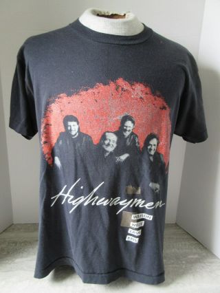 Vintage 1990 The Highwaymen Concert T - Shirt Waylon Willie Cash Kris Size Large