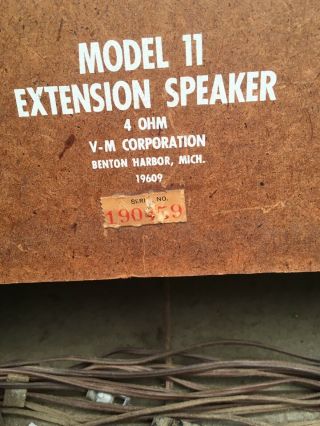 Vintage Voice Of Music Extention Speaker Model 11 Audiophile Stereo V - M Corp USA 7