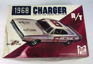 Mpc 1/25 1968 Dodge Charger R/t Scat Pack Vintage Plastic Kit 768 - 200