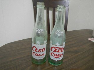 2 - Vtg Cleo Cola 12 Ounce Glass Soda Bottle F&b Bottling Decatur Il Fratti Berri