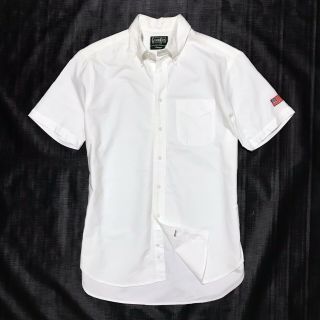 Gitman Bros Vintage L Large Mens Ss Shirt Oxford Cotton Usa American Flag White
