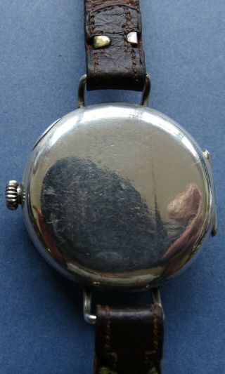 Very Rare WW1 era 8 Day 7J mens solid silver Trench watch period strap - 1914/18 10