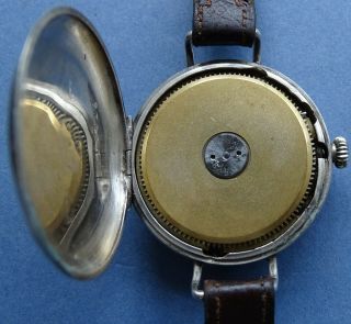Very Rare WW1 era 8 Day 7J mens solid silver Trench watch period strap - 1914/18 2