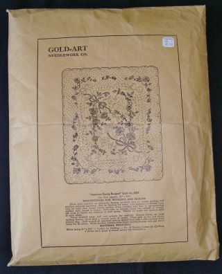 Vintage Gold Art American Beauty Bouquet Applique Quilt Top Kit No.  0052