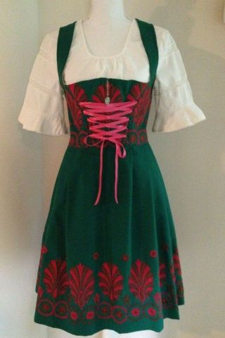 Vintage Lovely Dirndl Dress 1940 - 50 By Famous German Designer Johanna Rappel S - M