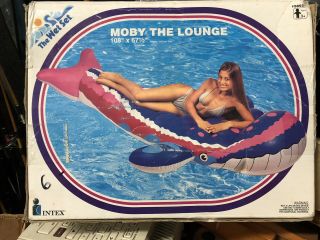 Inflatable Intex 1996 Vintage Huge 108x67 Moby Whale Ride On Pool Toy