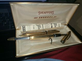 Vintage Sheaffer Snorkel 14K Nib Rare and Complete Pen & Pencil Set,  Gold Filled 6