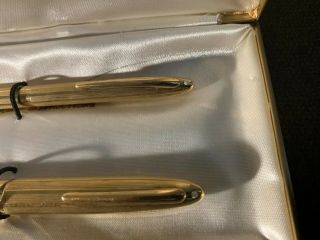 Vintage Sheaffer Snorkel 14K Nib Rare and Complete Pen & Pencil Set,  Gold Filled 7