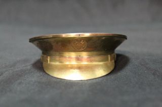 Vintage Metal Vanity Powder Jar Box Army Military Hat Brass