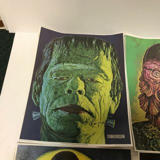 Rare 4 Glow In The Dark Universal Monsters Posters 1975 Creature Frankenstein 2