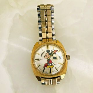 Vintage Helbros Mickey Mouse Mens Wrist Watch West Germany Being