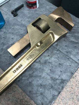 Vintage 36 ” inch Solid Brass/Bronze Ampco 215 Pipe Wrench Rare 2