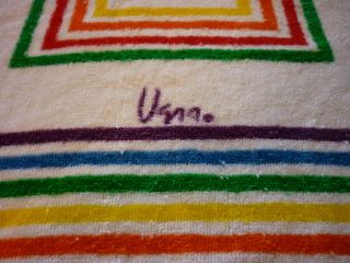 Vintage Retro Set Of Vera Neumann Towels (bath Hand Face) Rare Rainbow Pattern