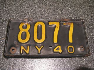 Rare/vintage 1940 Ny York Prewar Motorcycle License Plate