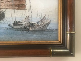 C.  CHAN CHINESE JUNK BOAT PAINTING Framed 15 
