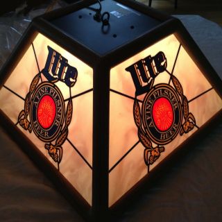 Vintage Miller Lite Game Table Overhead Lamp -