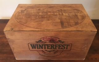 Vintage Coors Winterfest Beer Wood Wooden Box Crate With Lid.  1991