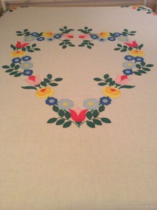 Vintage Tobin Appliqué Quilt Top Made From Kit: Sweetheart