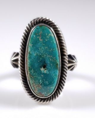 Terry Martinez Sterling Silver Handmade Navajo Ring Rare Kings Manassa Turquoise