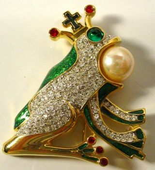 Butler And Wilson King Frog Brooch Pin