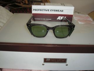4 Pairs Of Vintage Aden Green Tint Lens Safety Glasses Goggles Old Stock
