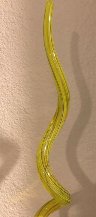 VINTAGE MCM LARGE MURANO ART GLASS SCULPTURE - 22” TALL Yellow Black Gold Swirl 8