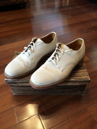 Vintage Ltd Lawson Hill Vintage White Leather Oxford Bucks Shoes - Men 