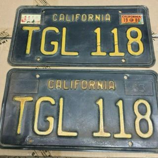 Vintage 1963 Double California License Plates [2] - Black & Yellow