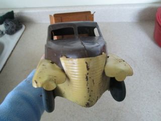 Vintage Buddy L 1940’s Sand and Gravel Dump Truck Pressed Steel orange brown 4