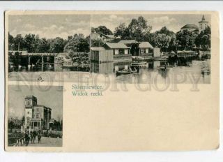 289120 Poland Skierniewice River View Vintage Postcard