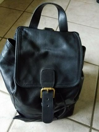 Coach Vintage Large Black Leather Drawstring Backpack Rucksack Bag Ex Cond