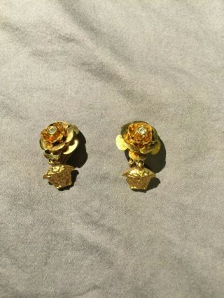 Authentic Versace Medusa Logo Vintage Gold Clip On Earrings