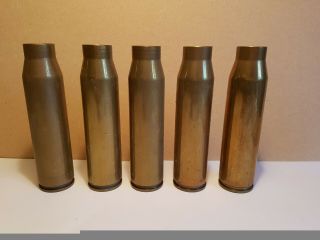 5 Vintage 30mm Empty Brass Artillery Shell Cases