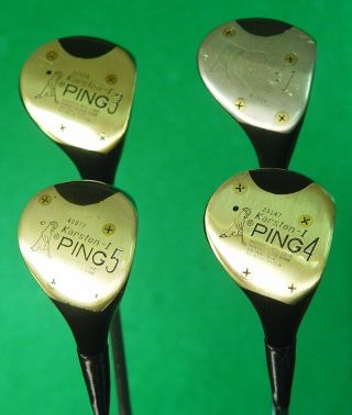 Vintage Ping Karsten I 1,  3,  4 & 5 Woods Steel Stiff Set Of 4 Refinished