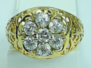 Vintage 10k Gold Cocktail Ring 7 Stone CZ Cubic Zirconia 7.  6 gr Size 10 1.  75 ct 2