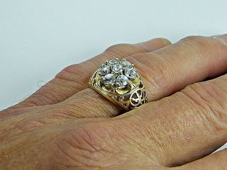 Vintage 10k Gold Cocktail Ring 7 Stone CZ Cubic Zirconia 7.  6 gr Size 10 1.  75 ct 4