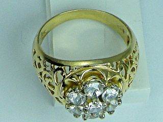 Vintage 10k Gold Cocktail Ring 7 Stone CZ Cubic Zirconia 7.  6 gr Size 10 1.  75 ct 8