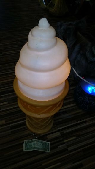 Vintage Giant Light Up Safe - T - Cup Ice Cream Cone White Soft Serve 26 " Tall