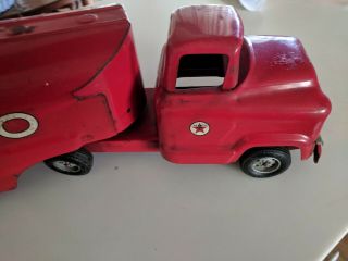 Vintage 1960’s Buddy L Texaco Gas Oil Tanker Truck & Trailer Pressed Steel Toy 3
