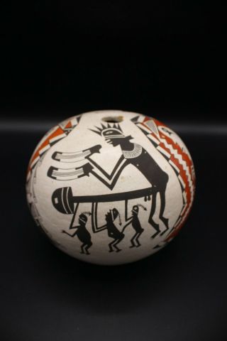 Vintage Acoma Pueblo Seed Pot Pottery B J Cerno 7 - 81 2