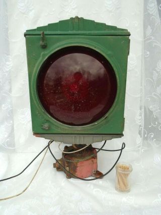 Vintage Crouse Hinds Red Traffic Light Art Deco Cast Aluminum Housing As - Is